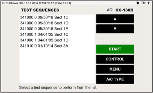 Image C. ADTS-3250 aircraft test sequence selection list