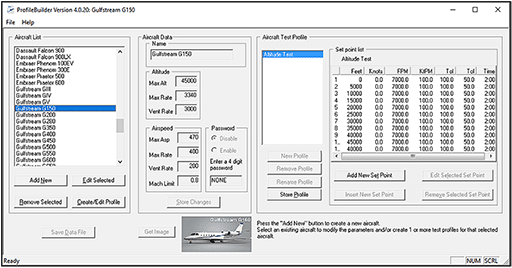 Image B. Raptor Scientific ADTS aircraft profile builder software