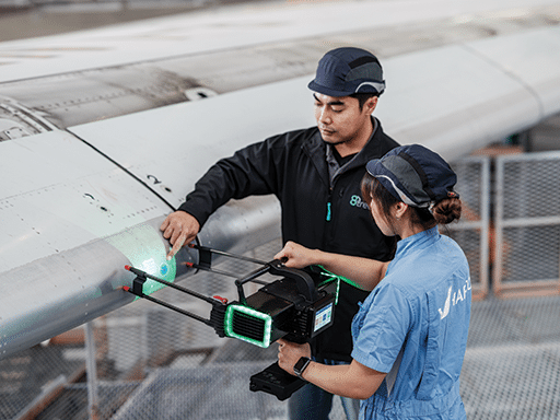 Smart inspection tools such as digital dent-mapping systems allow technicians to quickly measure damage on complex surfaces like wing leading edges, delivering accurate results through intuitive, easy-to-use workflows. 8tree image.